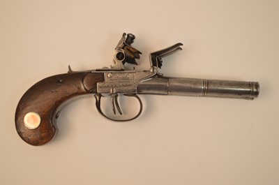 Lot 1024 - An early 19th Century flintlock double barrel pistol