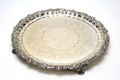 Lot 595 - A George IV silver salver, by John & Thomas Settle, Gunn & Co