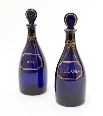 Lot 807 - Pair of early 19th Century 'Bristol Blue' decanters