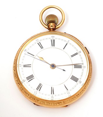 Lot 395 - An Edwardian 18ct yellow gold cased pocket watch