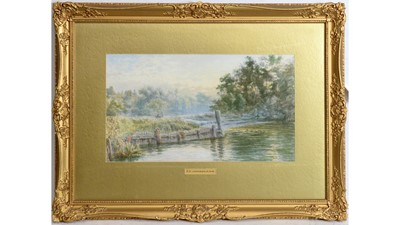 Lot 876 - Samuel Phillips Jackson - Temple Goring & Waterfall, and A View Near Streatley | watercolour