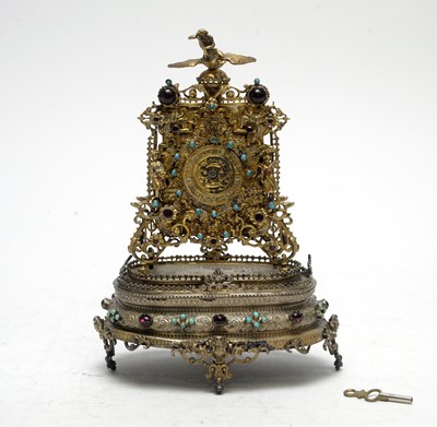 Lot 618 - A 19th Century Hungarian 800 standard silver gilt clock