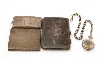 Lot 130 - Silver Cigarette cases, card cased and metal sovereign case