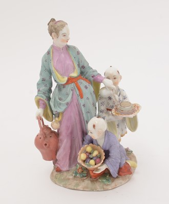 Lot 796 - Two Meissen style figure and an English bone china figure.