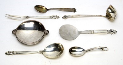 Lot 626 - Georg Jensen, Denmark: silver acorn pattern flatware