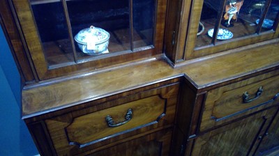 Lot 1299 - A large and impressive George III mahogany breakfront secretaire bookcase