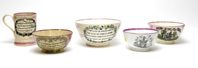 Lot 792 - Sunderland Frog mug and four bowls