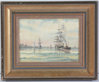 Lot 100 - Frederick Tordoff - Steam Tug Near the Low Light, North Shields | oil