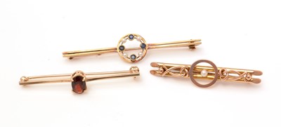 Lot 66 - Three gem set bar brooches