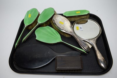 Lot 162 - A selection of silver backed and other dressing table accessories.