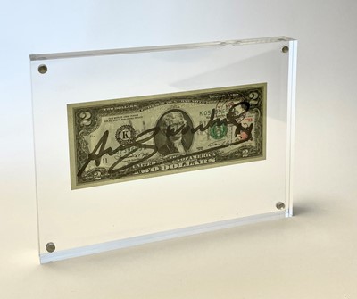 Lot 475 - Andy Warhol - Autograph on a Two Dollar Banknote | pen and ink