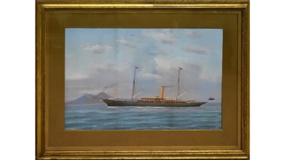 Lot 955 - Antonio de Simone - Ritratto Dello Steam Yacht "Rosabelle" | gouache