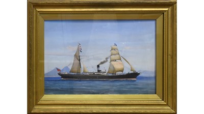 Lot 676 - Antonio de Simone - Iron Screw Steamer "Enchantress" of Sunderland | gouache