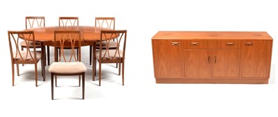 Lot 320 - G Plan: a mid Century teak eight piece dining room suite
