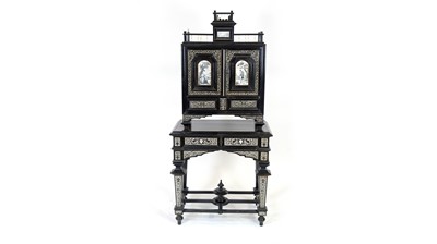 Lot 1095 - A 19th Century North Italian ivory inlaid ebony bonheur de jour.