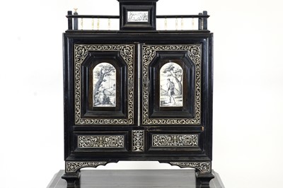 Lot 1095 - A 19th Century North Italian ivory inlaid ebony bonheur de jour.