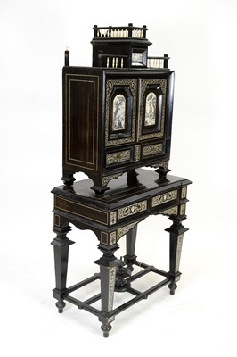 Lot 1095 - A 19th Century North Italian ivory inlaid ebony bonheur de jour.