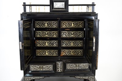 Lot 1095 - A 19th Century North Italian ivory inlaid ebony bonheur de jour.