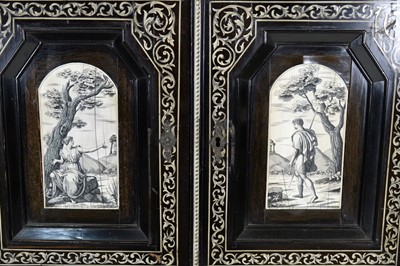 Lot 1095 - A 19th Century North Italian ivory inlaid ebony bonheur de jour.
