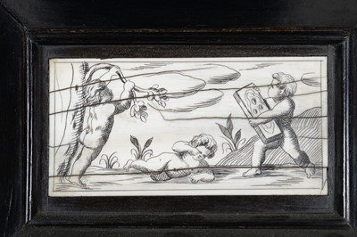 Lot 1095 - A 19th Century North Italian ivory inlaid ebony bonheur de jour.