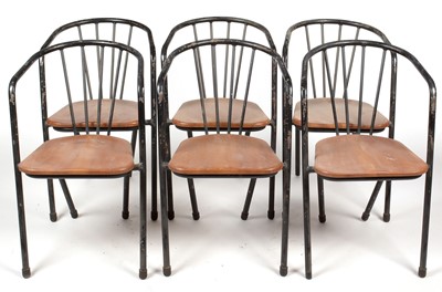 Lot 306 - Six mid Century tubular and shaped metal industrial chairs.