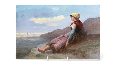 Lot 754 - French earthenware plaque V. Gossens