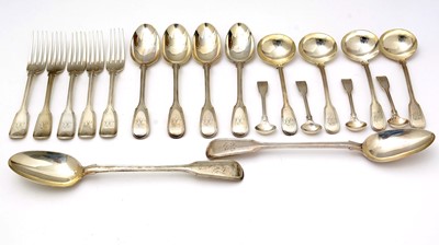 Lot 586 - A suite of Victorian silver flatware