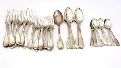 Lot 593 - A composite suite of Victorian silver forks and spoons
