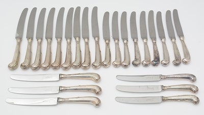 Lot 560 - A set of silver mounted table knives, by Cooper Brothers & Sons