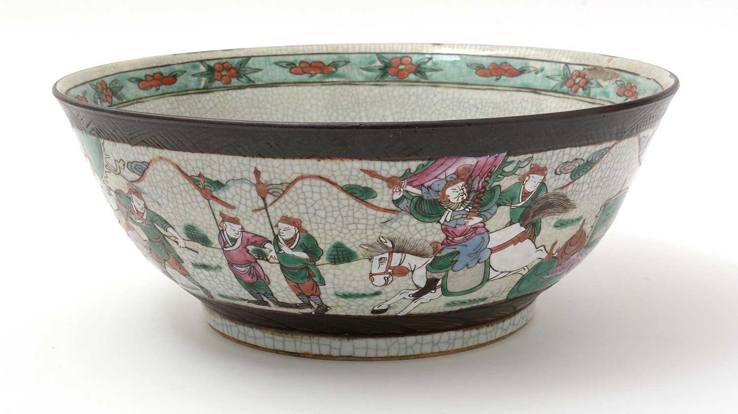 Lot 636 - Chinese crackle glaze punch bowl.