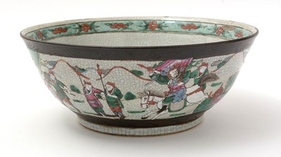 Lot 636 - Chinese crackle glaze punch bowl.