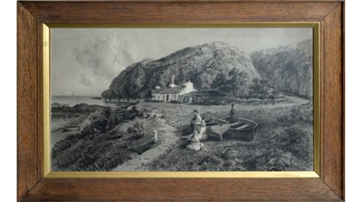 Lot 33 - James Henry Butterworth - Basking in a Bay on the Isle of Man | charcoal