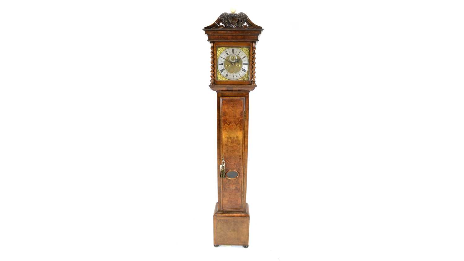 Lot 1174 - Edward Stanton, London: a burr walnut and walnut longcase clock.
