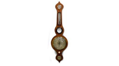 Lot 1193 - F.H. Tritschler, Carlisle: a mid 19th C mahogany and line inlaid wheel barometer.