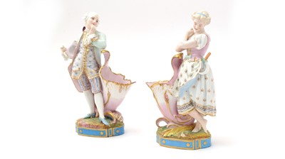 Lot 747 - Pair of French porcelain sweetmeat figures