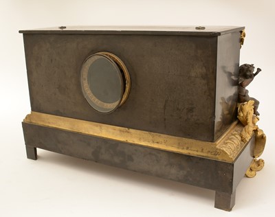 Lot 1142 - Raingo Freres: a large and impressive black slate, gilt and bronze mantel clock.