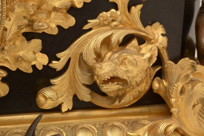 Lot 1142 - Raingo Freres: a large and impressive black slate, gilt and bronze mantel clock.