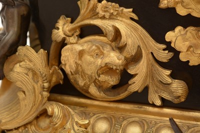 Lot 1142 - Raingo Freres: a large and impressive black slate, gilt and bronze mantel clock.