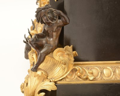 Lot 1142 - Raingo Freres: a large and impressive black slate, gilt and bronze mantel clock.