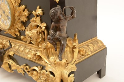 Lot 1142 - Raingo Freres: a large and impressive black slate, gilt and bronze mantel clock.