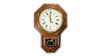 Lot 1169 - Seth Thomas, Thomaston, Conn, USA: an American oak drop dial wall clock