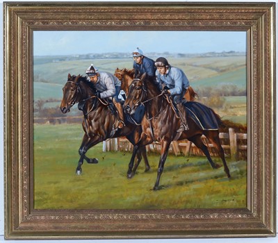 Lot 129 - Graham Isom - Horse Racing Scene "The Gallops" | oil