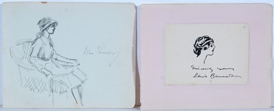 Lot 31 - John Lavery and Lewis Baumer - Caricatures of a Lady | pen and ink cartoons