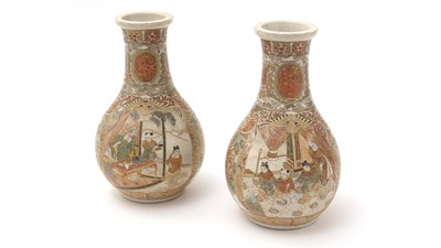 Lot 671 - Pair of Japanese earthenware vases