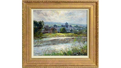 Lot 995 - John Falconar Slater - Hexham from Across the River Tyne | oil