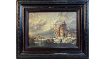 Lot 997 - 19th Century Dutch School - Wintertime; A Snowy Street Scene | oil