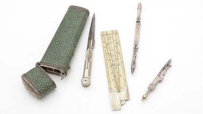 Lot 625 - An 18th Century shagreen mounted white metal etui