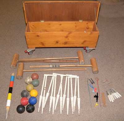 Lot 74 - Vintage croquet items.