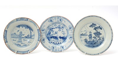 Lot 695 - Two Delftware plates, Chinese plate
