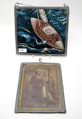 Lot 451 - Two glass panels.